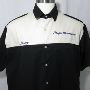 Vtg Simpson Racing XL Button Front Shirt Black White Magic Motorsports Sanderson